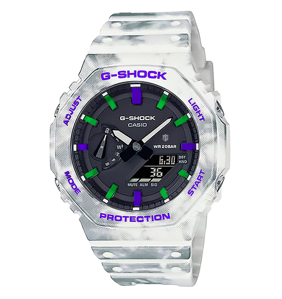 Casioak White / Gray| Mark 01 | Green / Purple Indices & Case