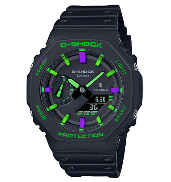 Casioak Black Green Details | Mark 01 | Fluo Green / Purple Indices & Case