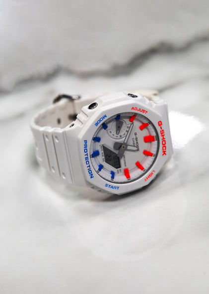 Casioak White | Mark 01 | Red / Blue Indices & Case