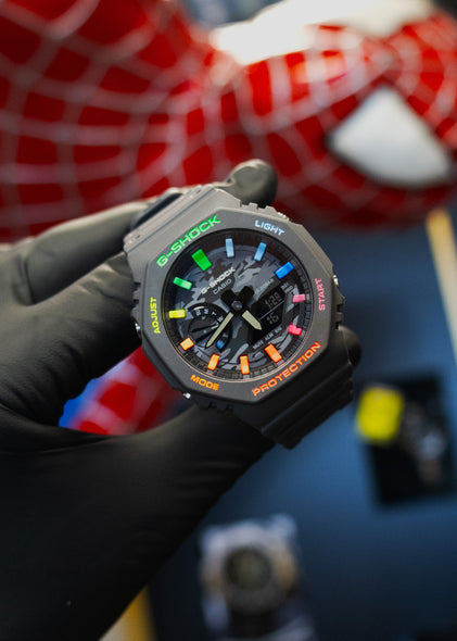 Casioak Gray Camo | Mark 02 | Fluo Rainbow Case & Indices