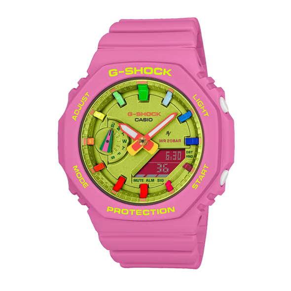 Casioak Pink -  Yellow Dial W | Mark 02 | Rainbow Indices & Yellow Case